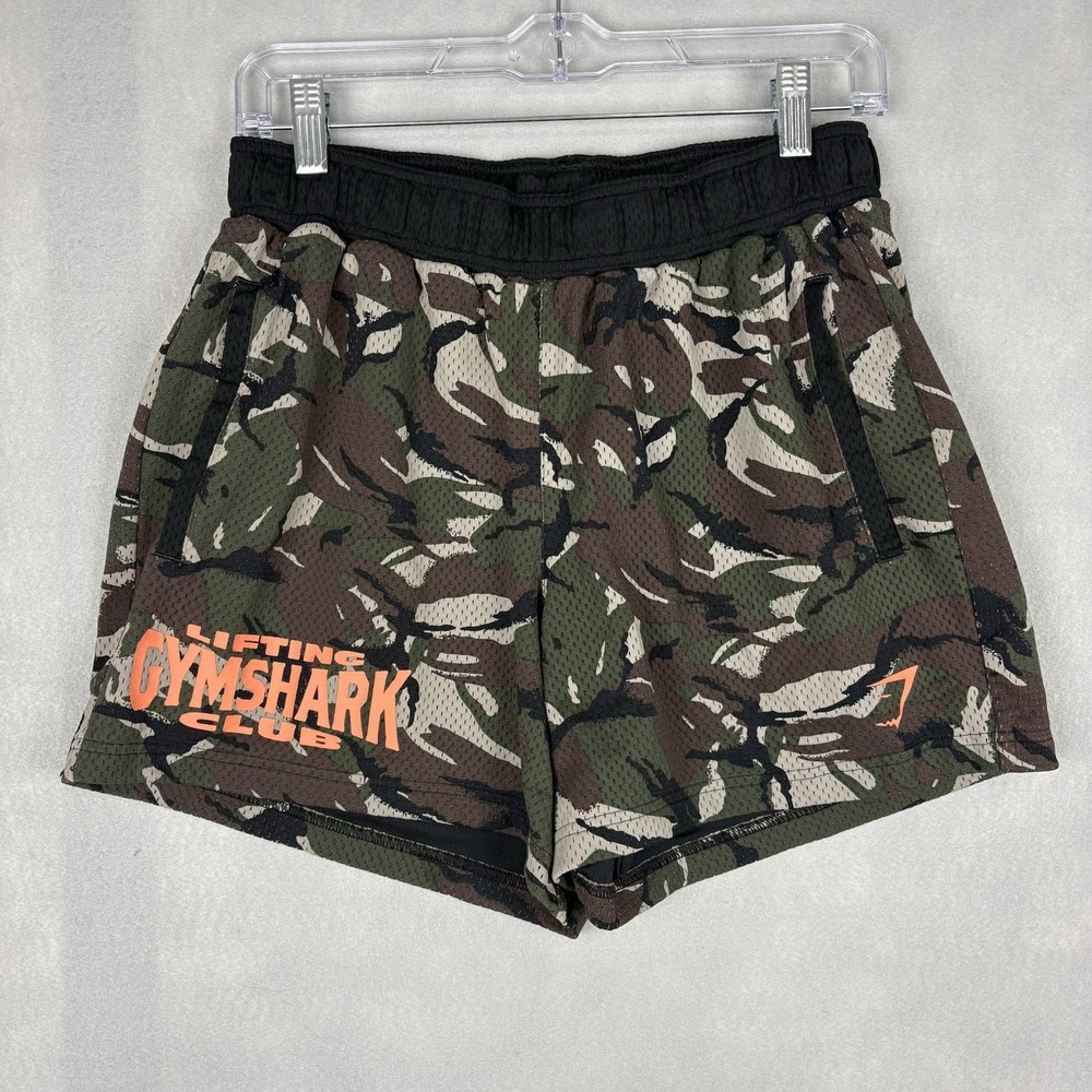 Gymshark Camo Shorts Men’s Medium Black Green 4” Lifting Club Mesh Training Gym